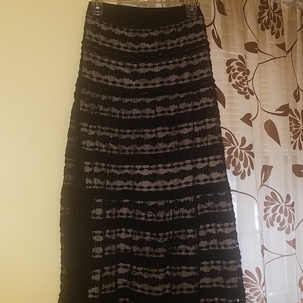 Beautiful black lace and nude formal skirt